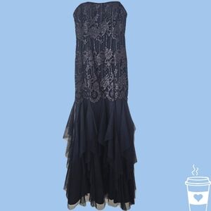 Aiden Mattox Navy Strapless Evening Gown Size 4